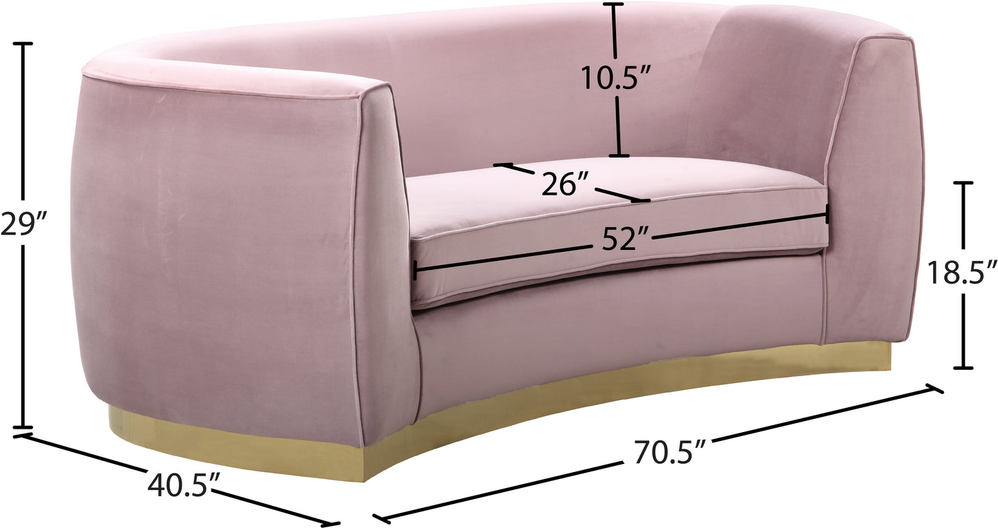 allure pink velvet loveseat l