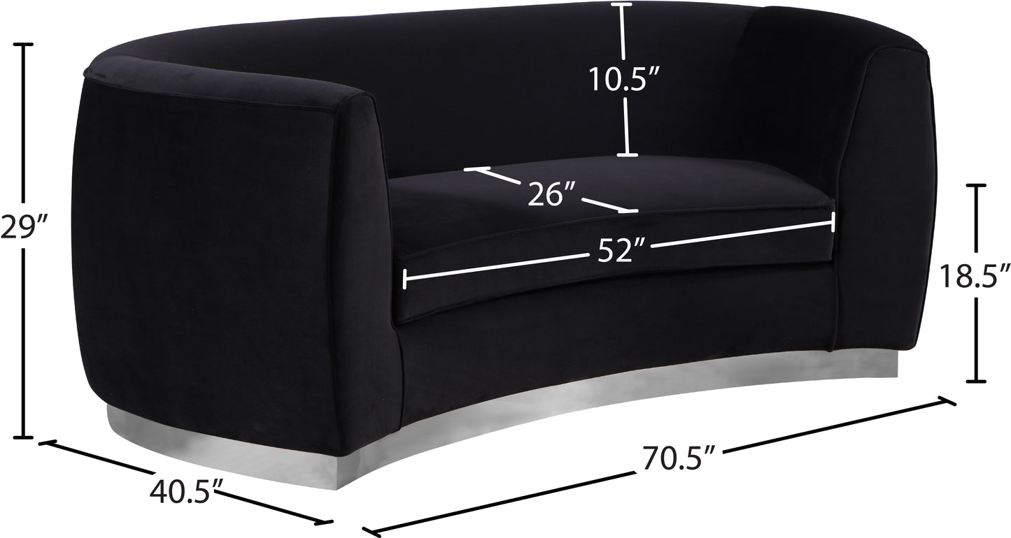 allure black velvet loveseat l