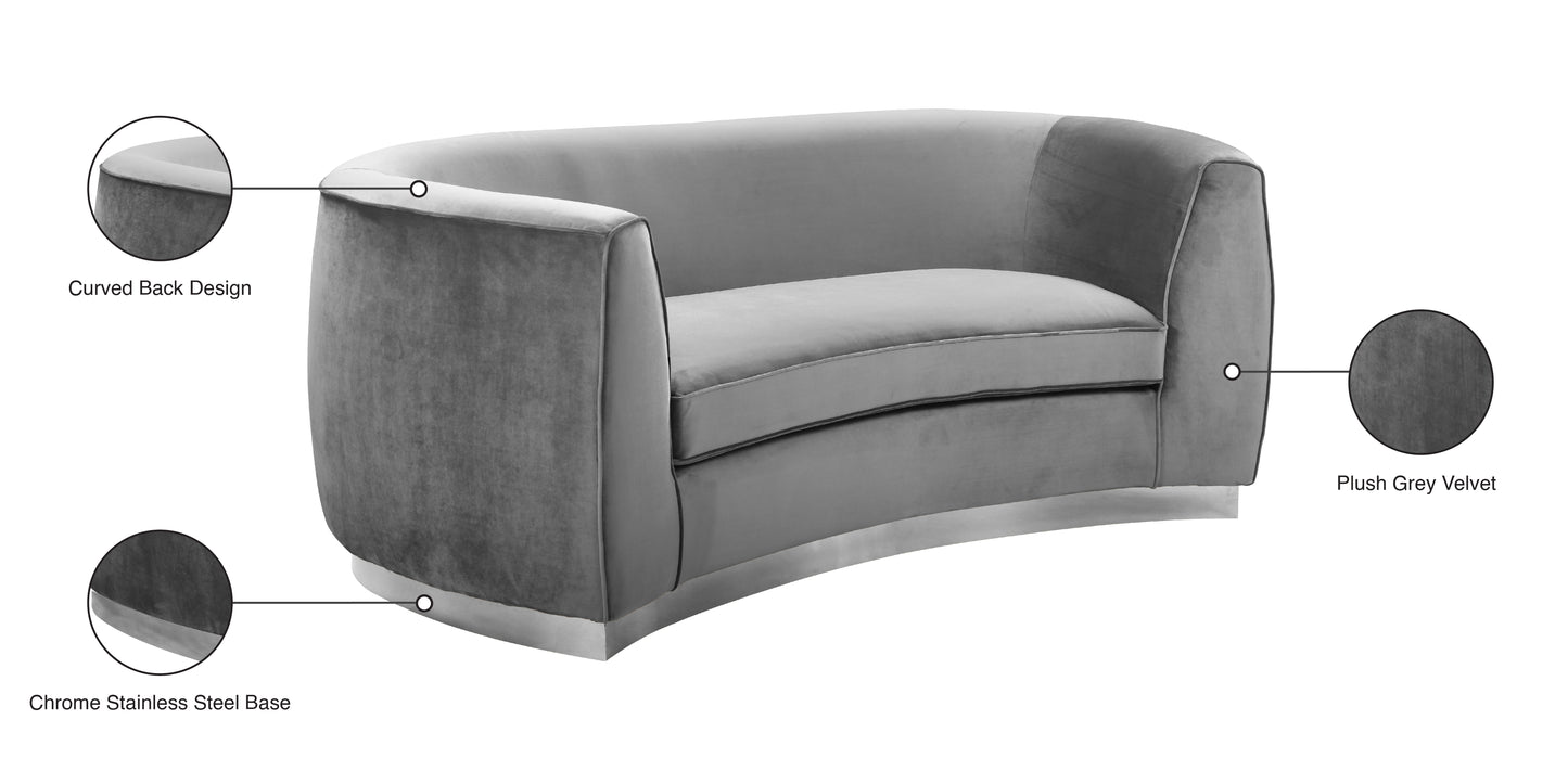 allure grey velvet loveseat l