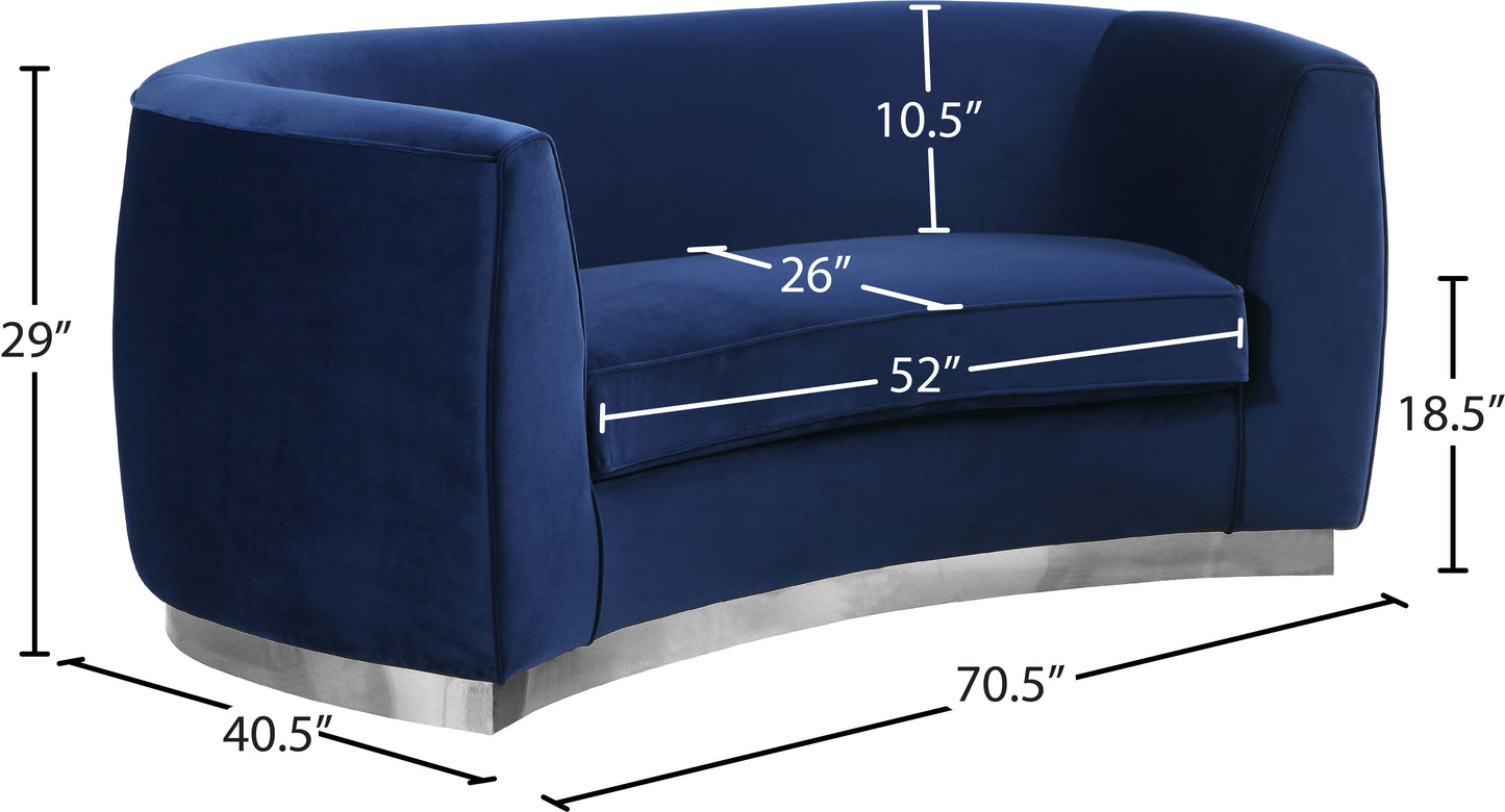 allure navy velvet loveseat l