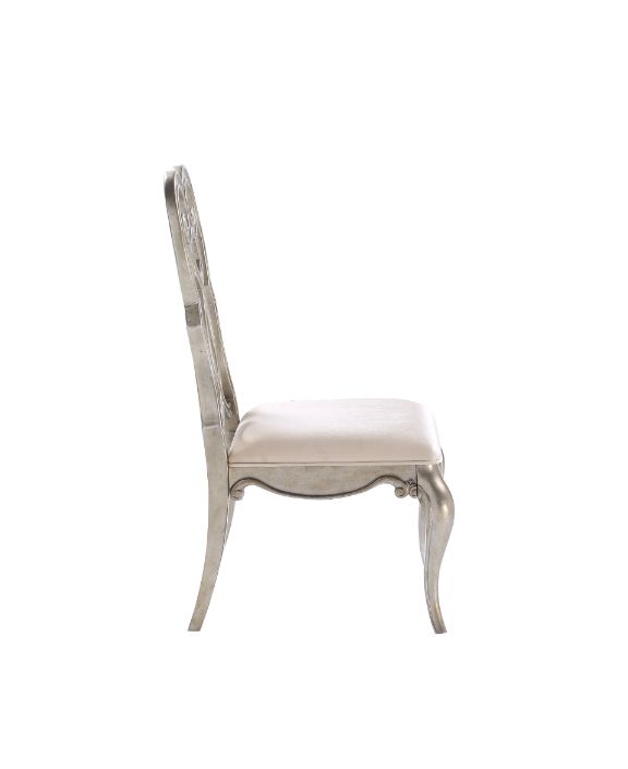 alysa side chair (set-2), ivory velvet & antique champagne finish