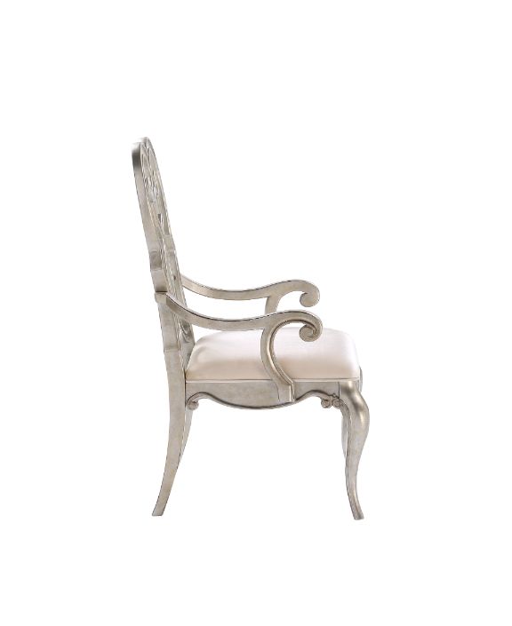 alysa arm chair (set-2), ivory velvet & antique champagne finish