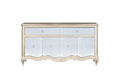 Alysa Server, Mirrored & Antique Champagne Finish