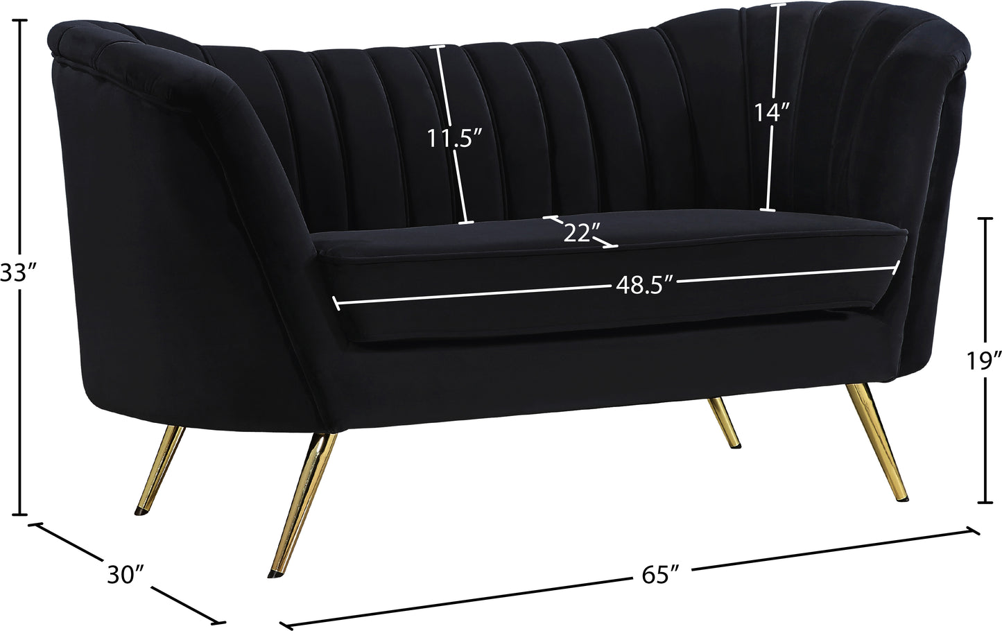 lily black velvet loveseat l