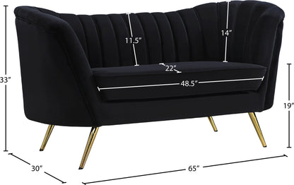 Lily Black Velvet Loveseat L