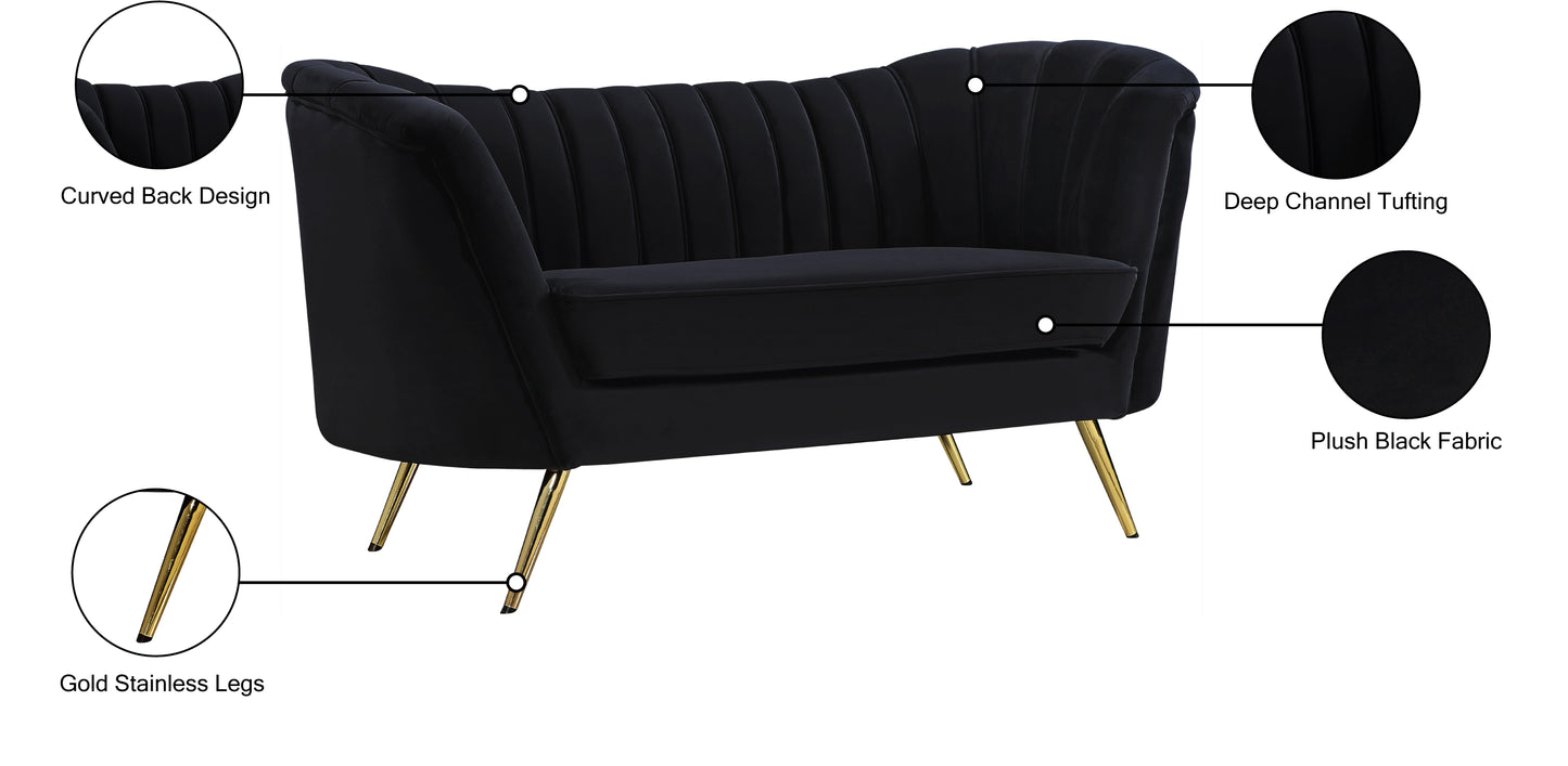 lily black velvet loveseat l