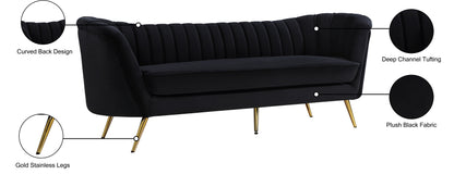 Lily Black Velvet Sofa S