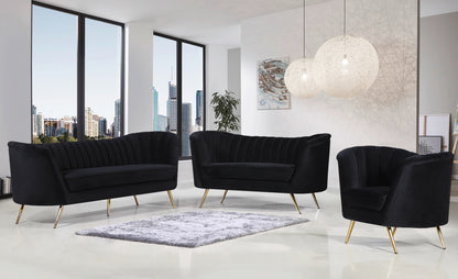 Lily Black Velvet Sofa S