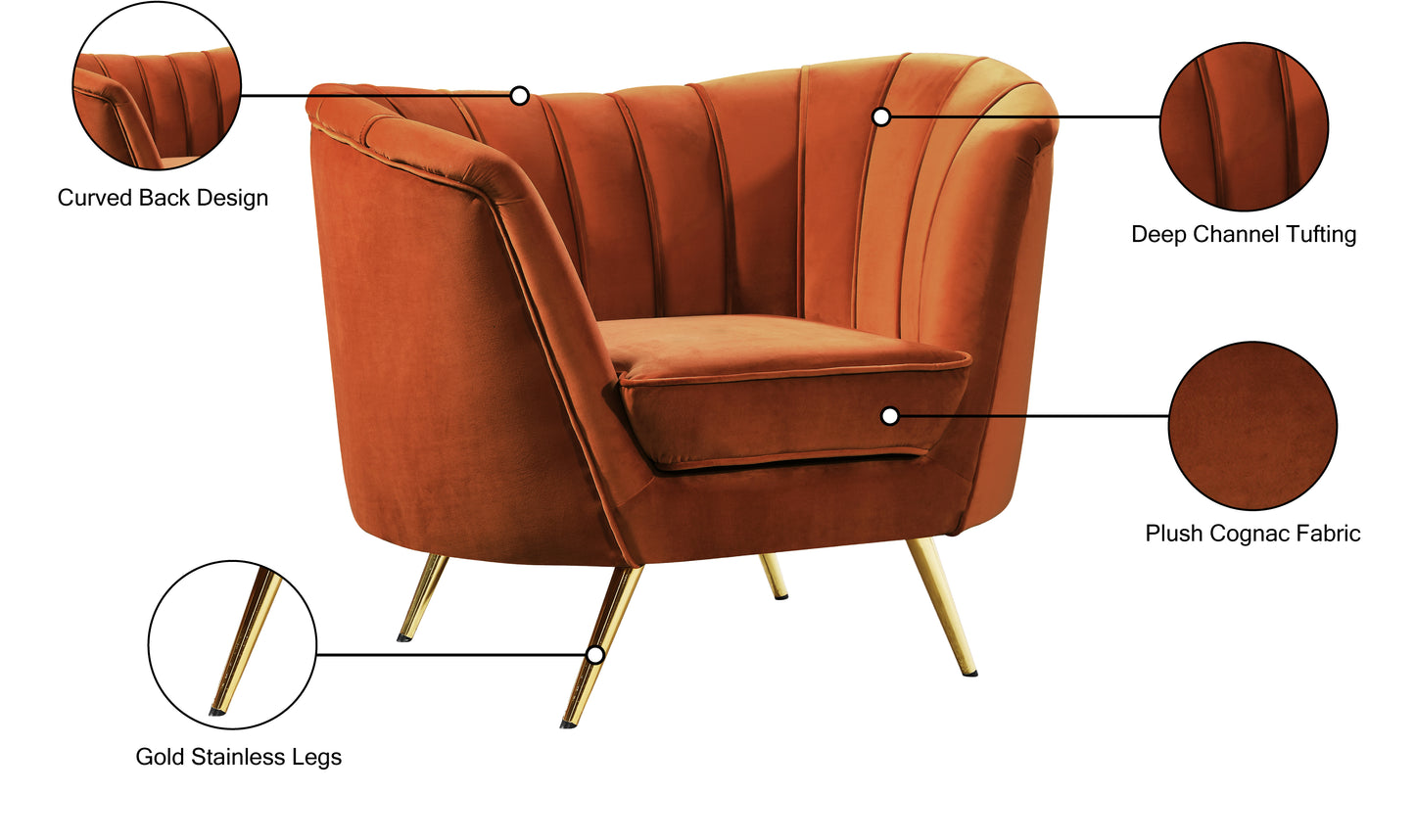 lily cognac velvet chair c