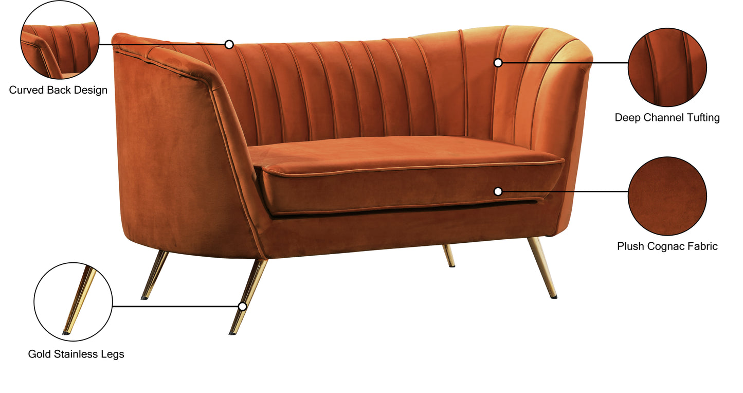 lily cognac velvet loveseat l