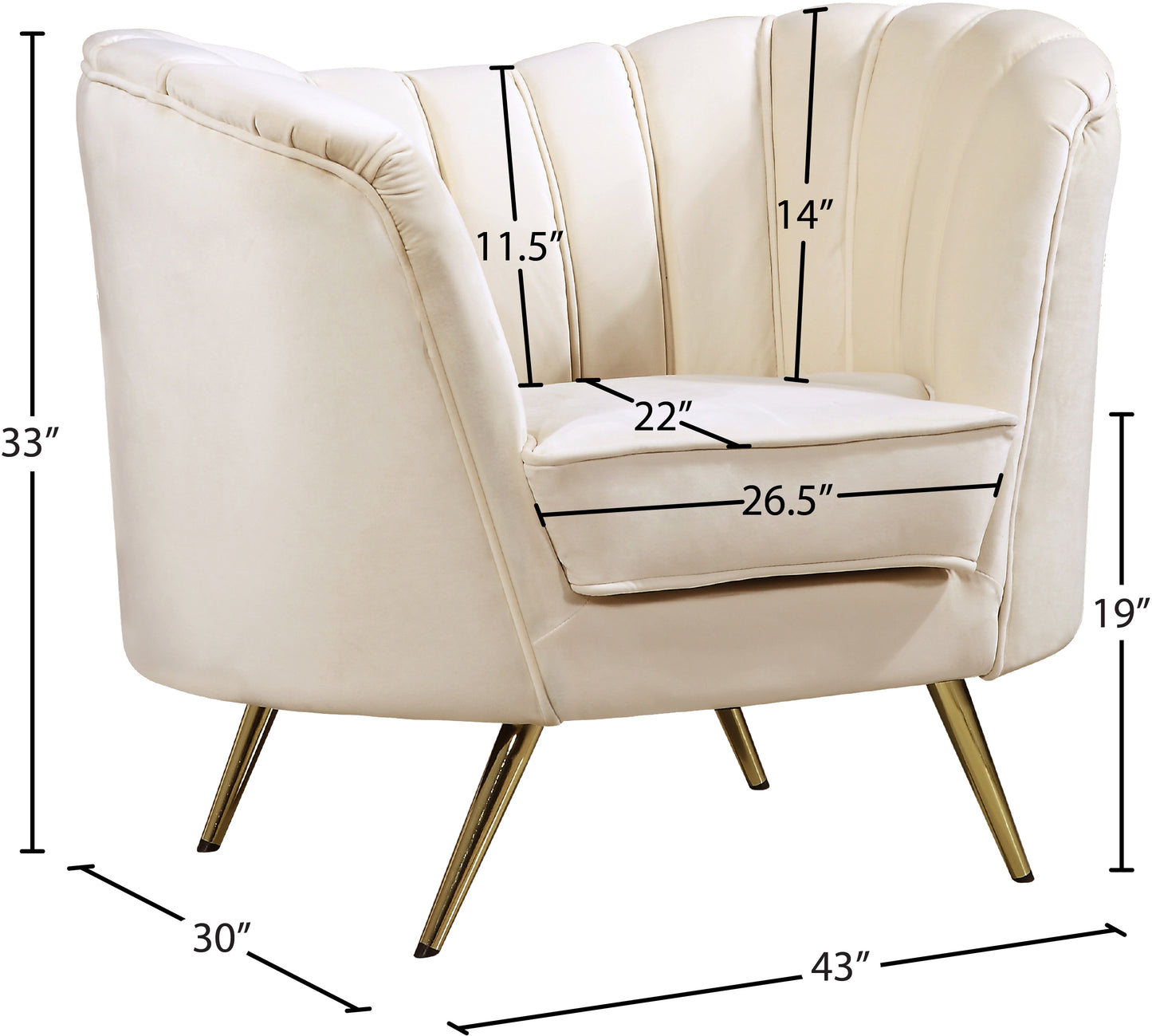 lily cream velvet chair c