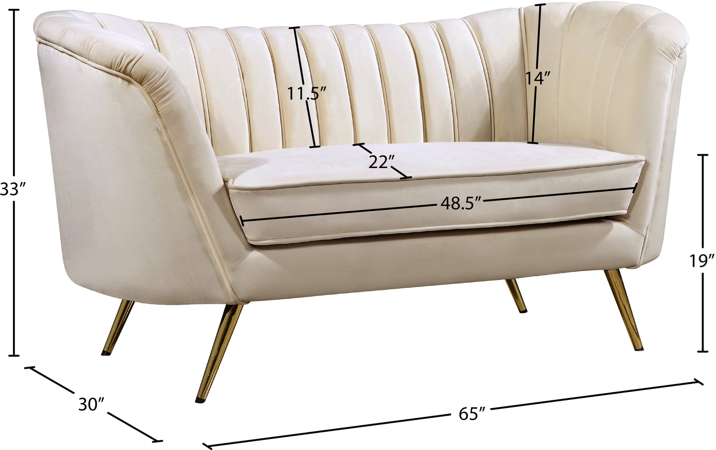 lily cream velvet loveseat l