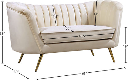 Lily Cream Velvet Loveseat L