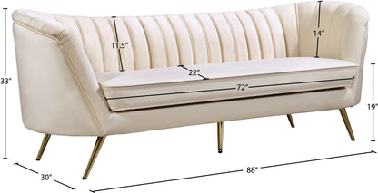 Lily Cream Velvet Sofa S