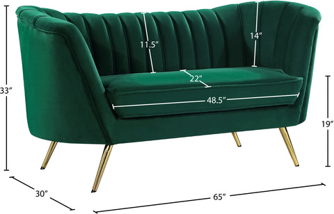 Lily Green Velvet Loveseat L