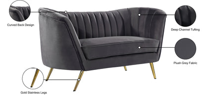 Lily Grey Velvet Loveseat L