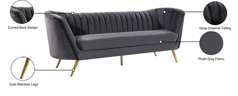 Lily Grey Velvet Sofa S