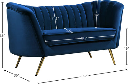 Lily Navy Velvet Loveseat L