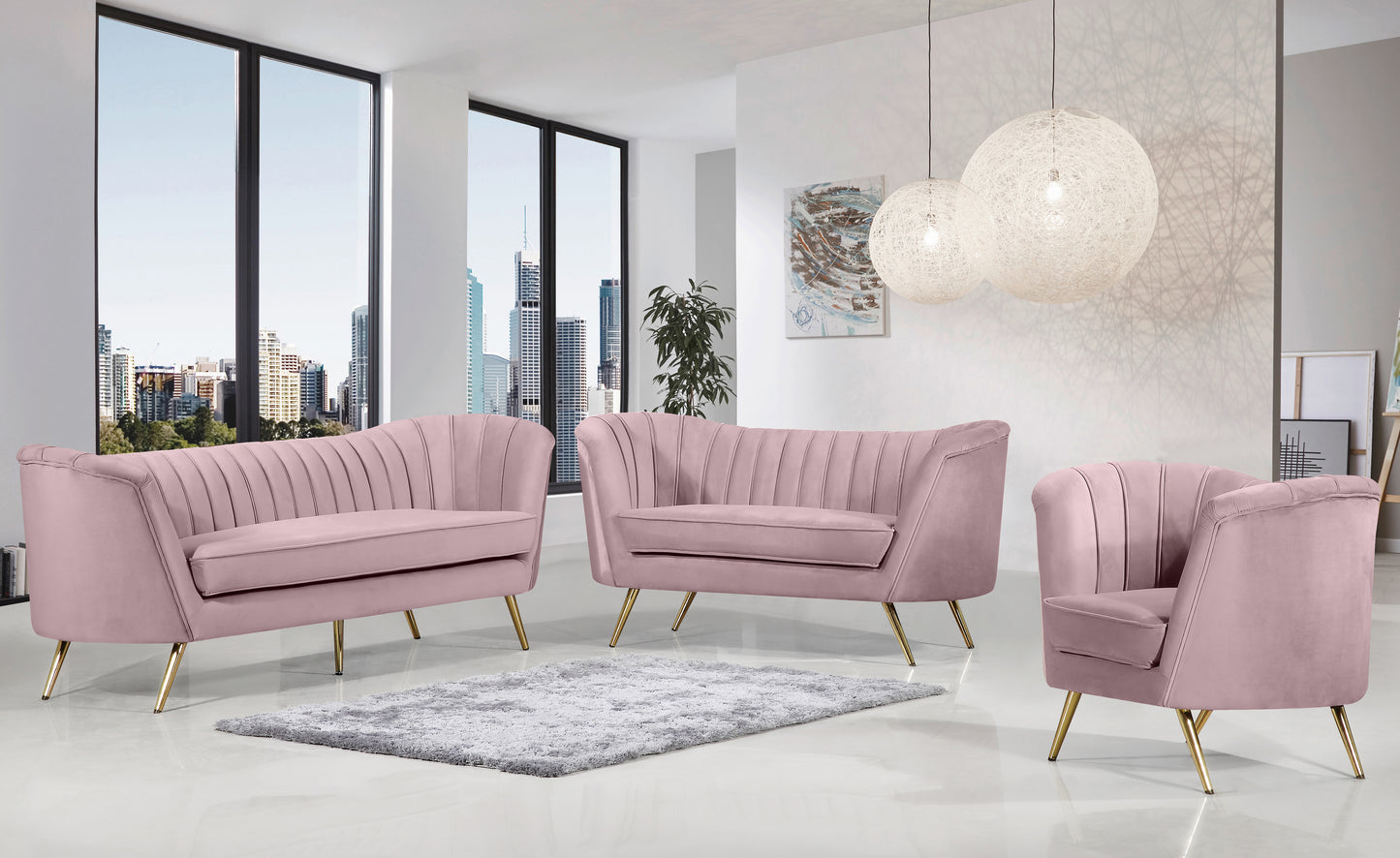 lily pink velvet loveseat l