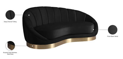 Kendra Black Velvet Chaise Chaise