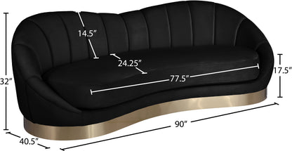 Kendra Black Velvet Sofa S