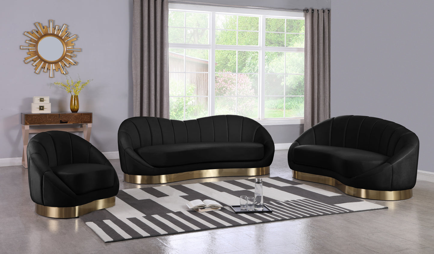 kendra black velvet sofa s