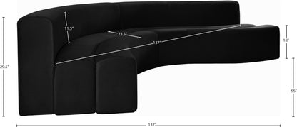 Vera Black Velvet 2pc. Sectional Sectional