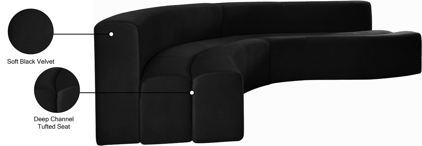 vera black velvet 2pc. sectional sectional