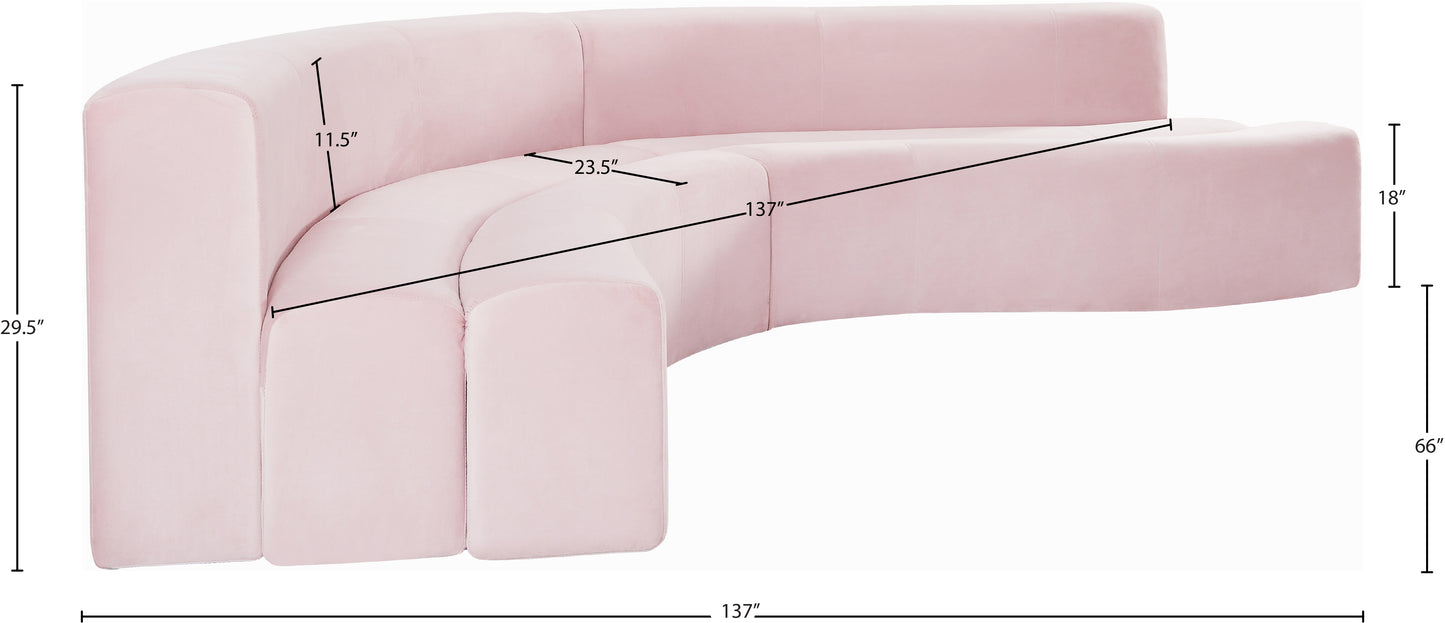 vera pink velvet 2pc. sectional sectional