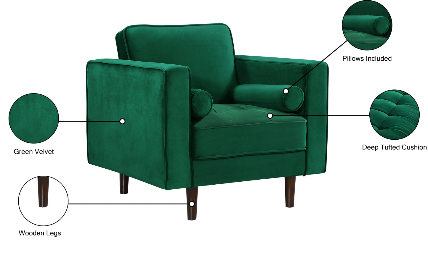 camden green velvet chair c