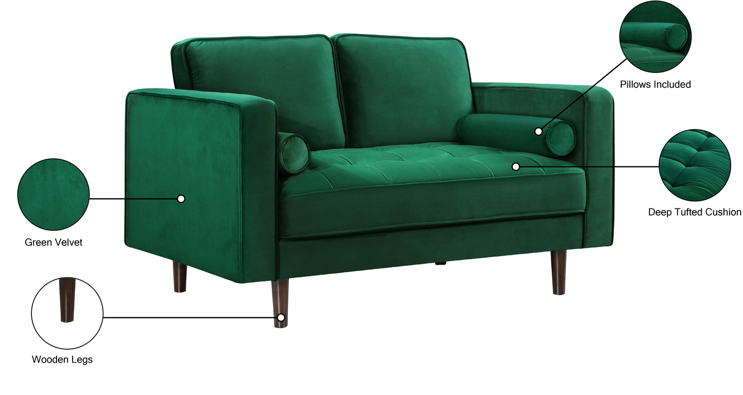 camden green velvet loveseat l