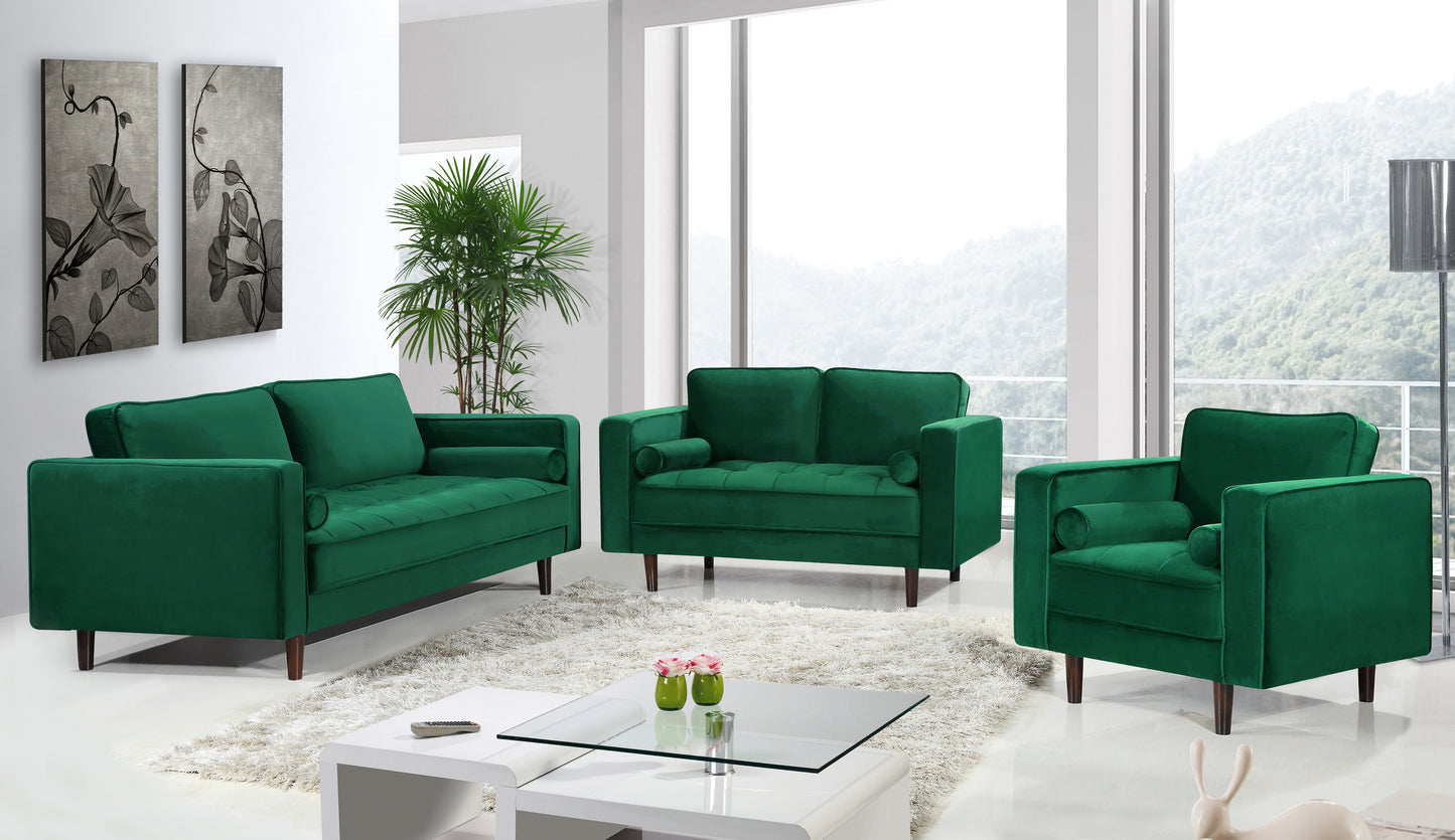 camden green velvet loveseat l