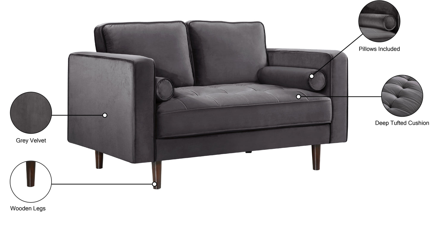 camden grey velvet loveseat l