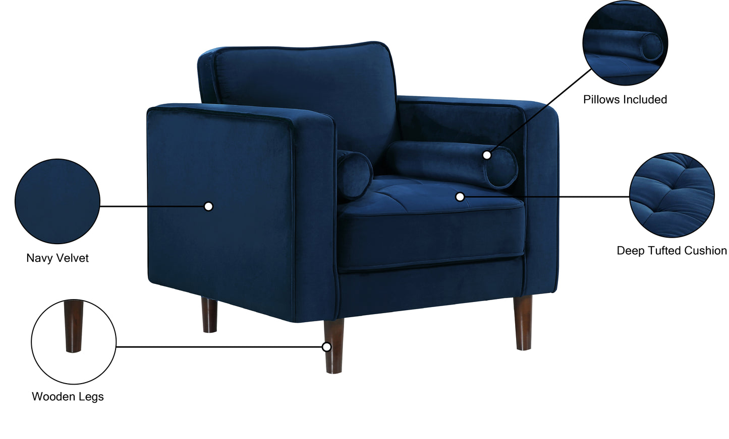 camden navy velvet chair c