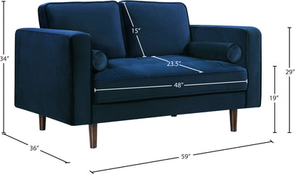 Camden Navy Velvet Loveseat L