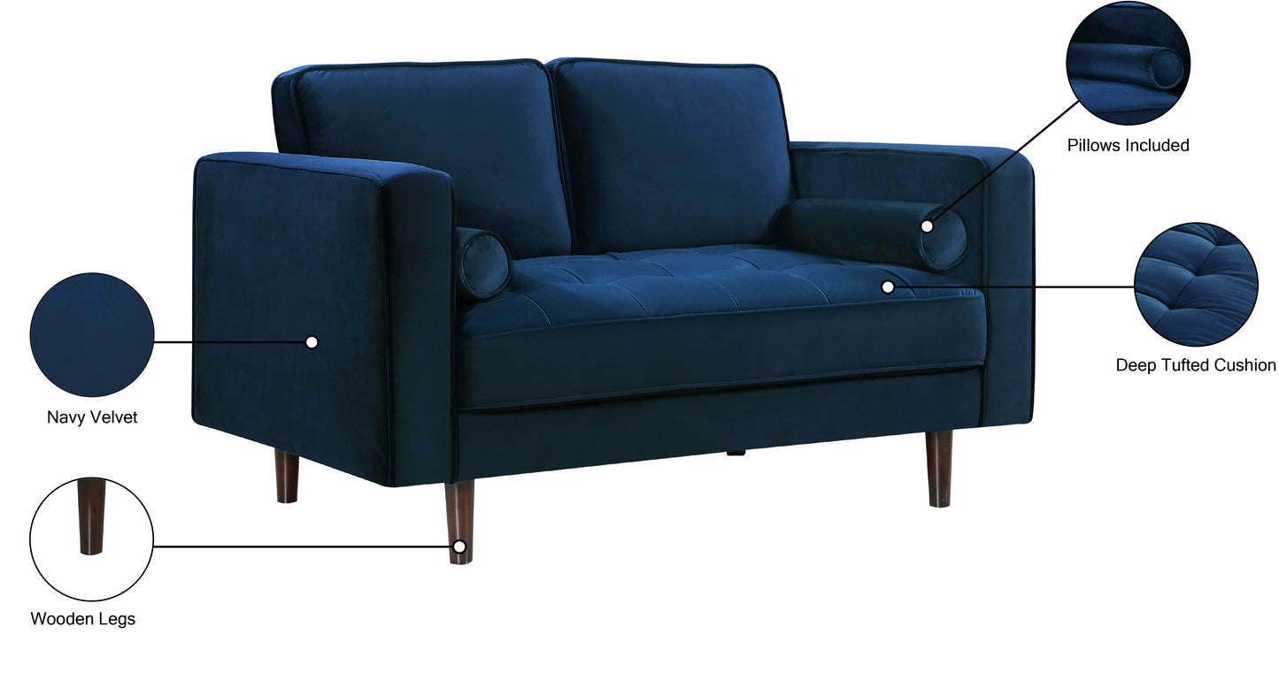 camden navy velvet loveseat l