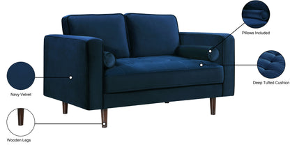 Camden Navy Velvet Loveseat L