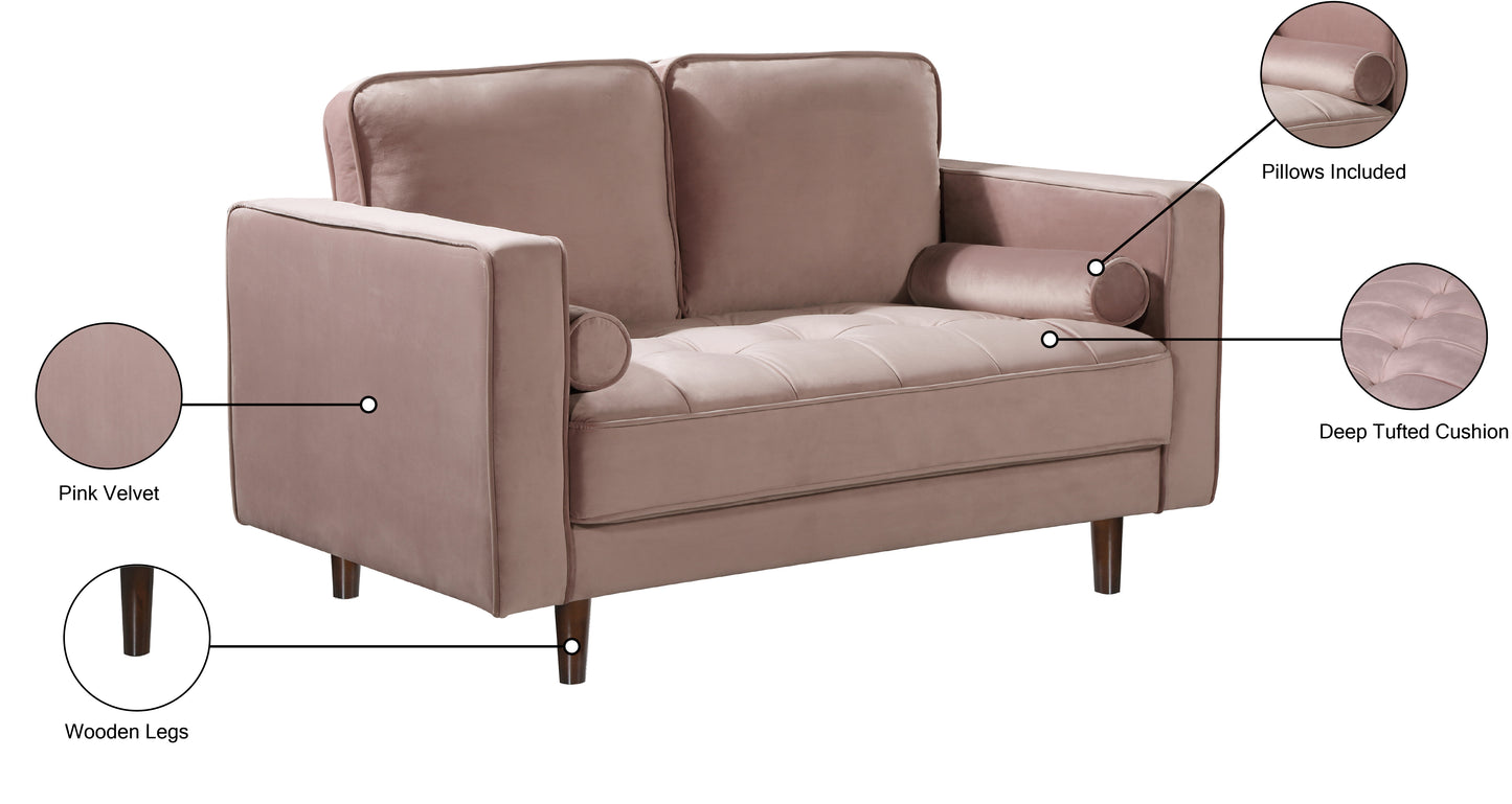 camden pink velvet loveseat l