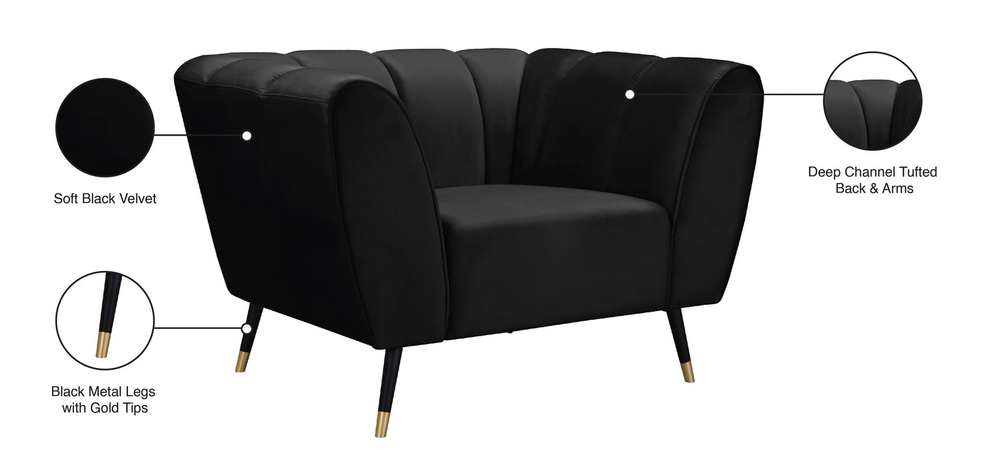 swoon black velvet chair c