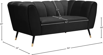 Swoon Black Velvet Loveseat L