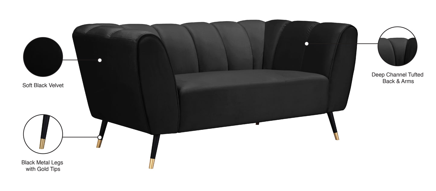 swoon black velvet loveseat l