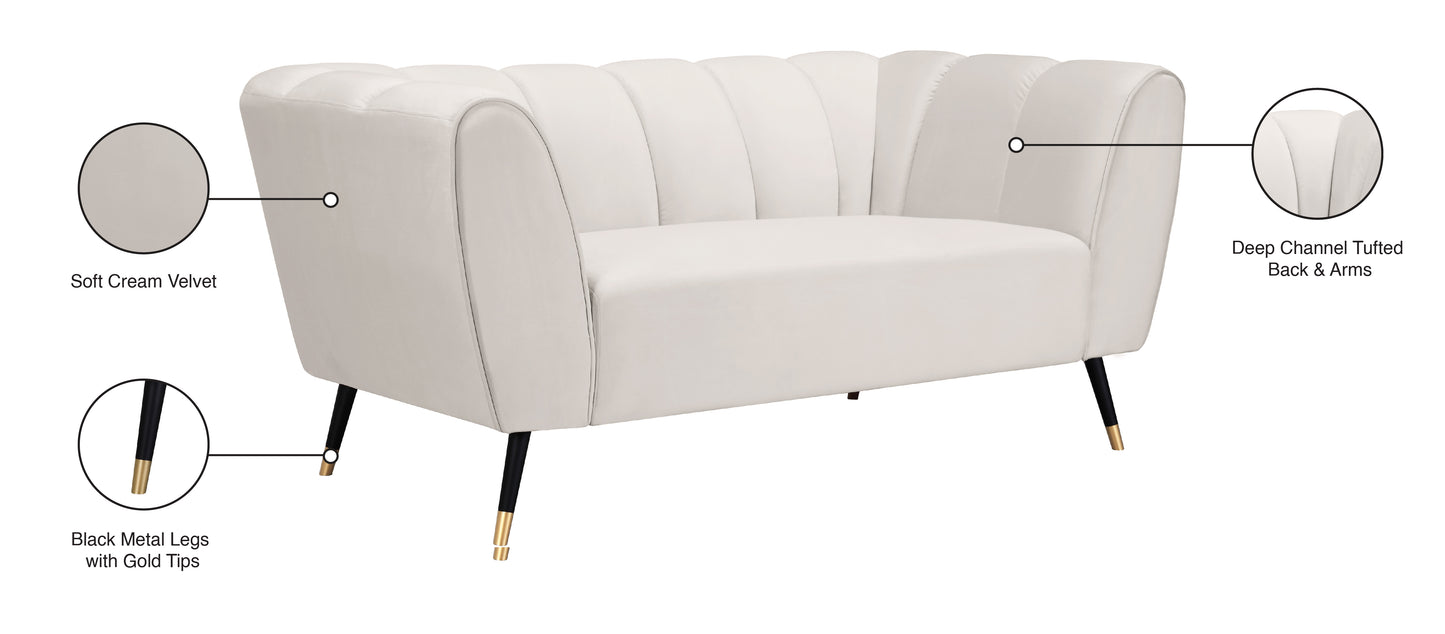 swoon cream velvet loveseat l