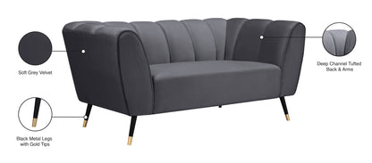 Swoon Grey Velvet Loveseat L