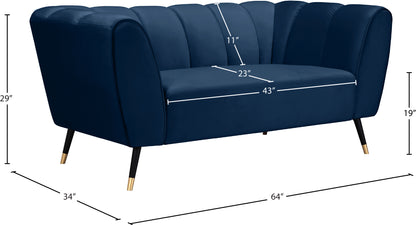 Swoon Navy Velvet Loveseat L