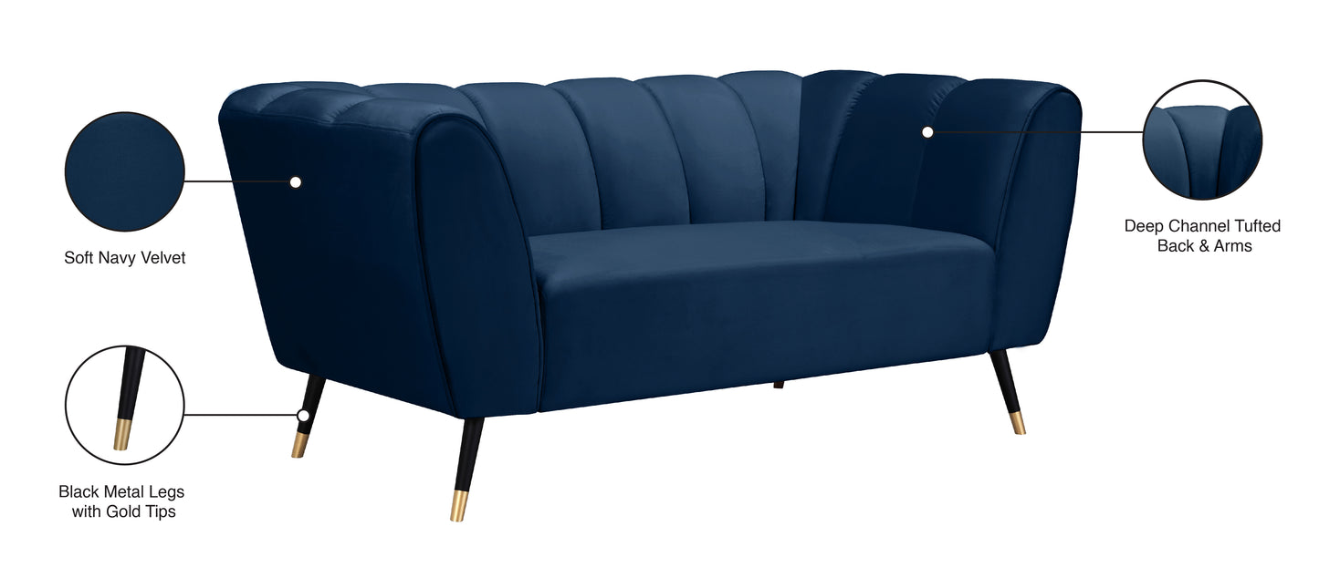 swoon navy velvet loveseat l