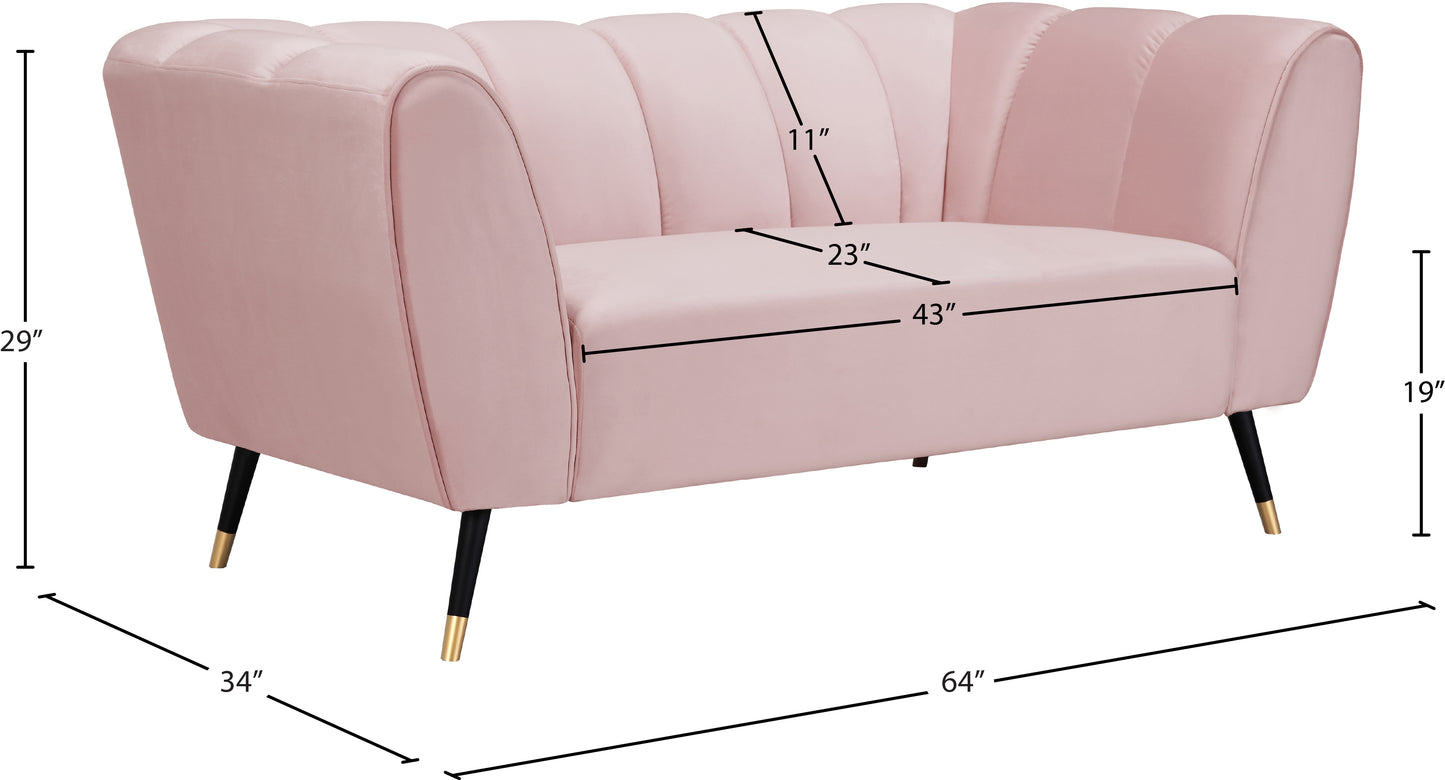 swoon pink velvet loveseat l