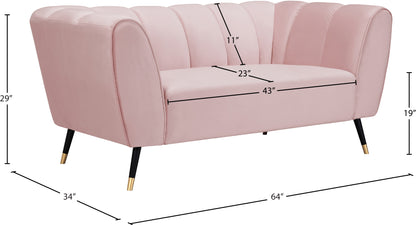 Swoon Pink Velvet Loveseat L