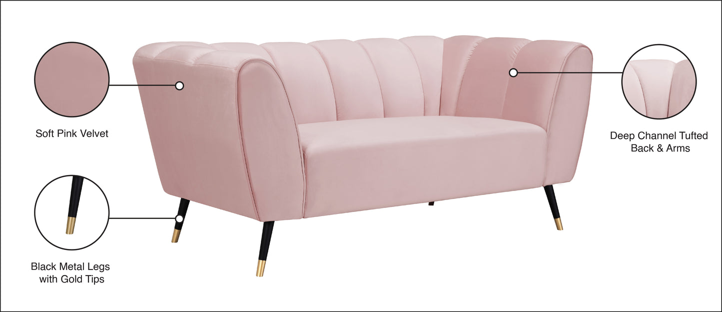 swoon pink velvet loveseat l