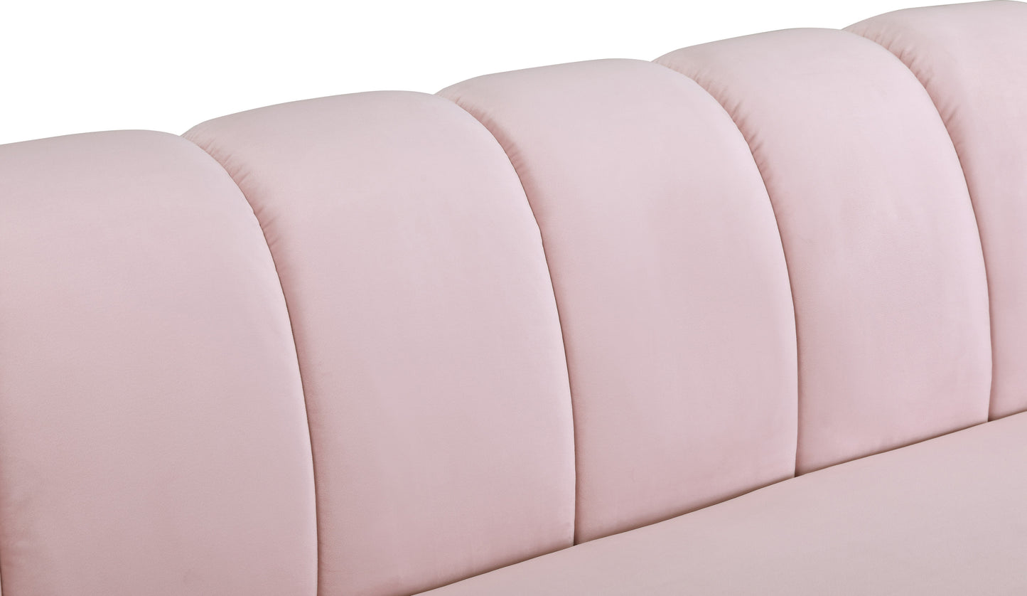 swoon pink velvet loveseat l