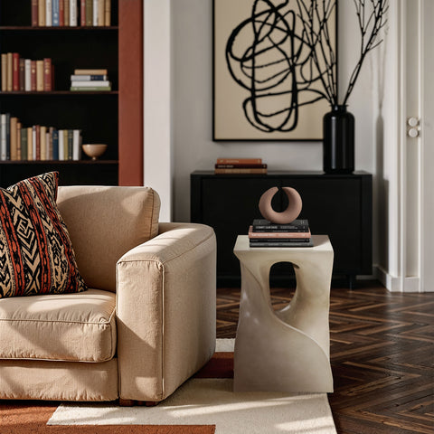 Darcy Beige Concrete Indoor/Outdoor End Table, 1 Piece